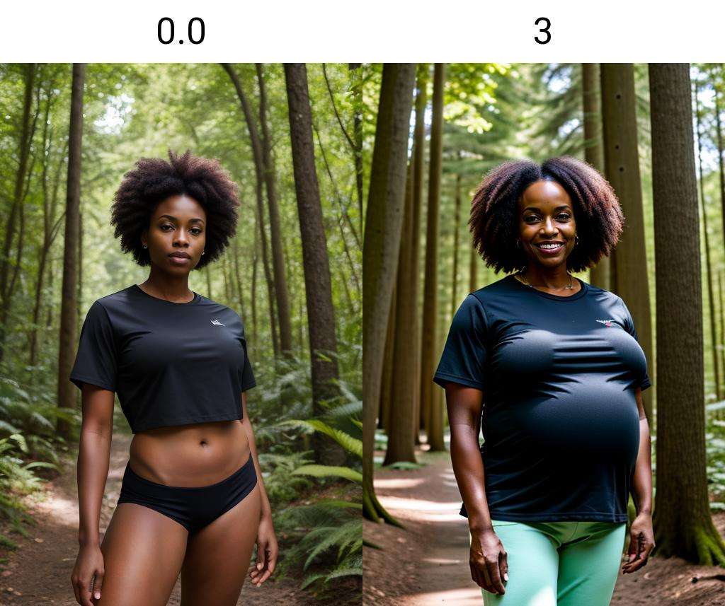 upper body, black woman, shirt <lora:preg_140steps:0.0>, in a forest, highres, 8k, 4k, detailed