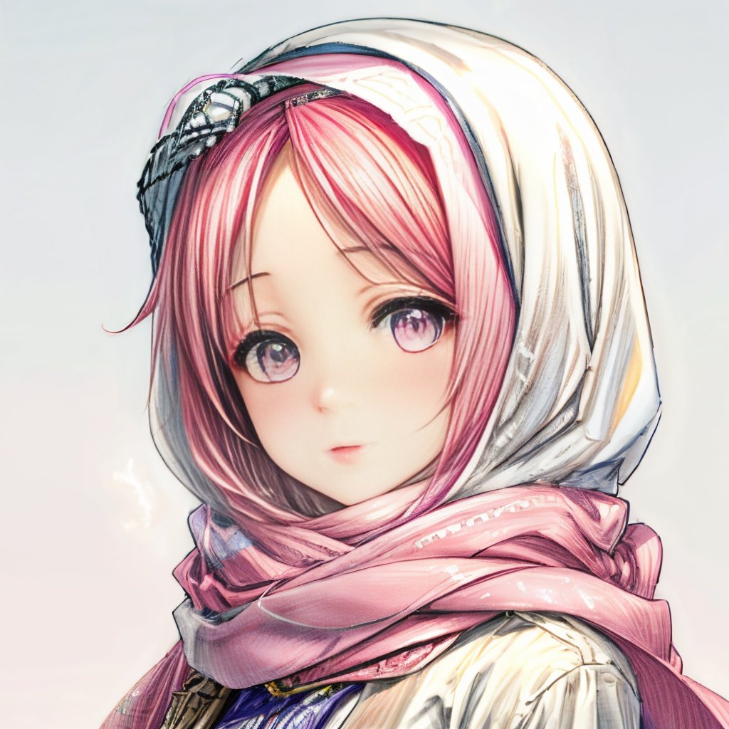 xyzabcheadscarf, woman wearing pink hijab, korean woman, closeup, realistic, high quality, highres, white shirt, portrait, <lora:detailed_eye:1> <lora:more_details:1> <lora:xyzabcheadscarf:1>