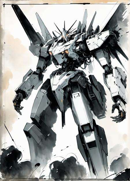 An ink style mech, <lora:[XL]Mechatest:1>