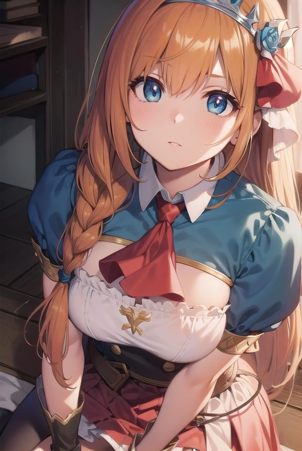 pecorine, <lora:pecorine-lora-nochekaiser:1>,pecorine, blue eyes, hair ornament, long hair, orange hair, tiara, braid, hair braid,BREAK arm belt, armor, ascot, blue socks, boots, dress, gloves, hair ornament, open clothes, open dress, pauldrons, pleated skirt, puffy short sleeves, puffy sleeves, red ascot, red skirt, short sleeves, shoulder armor, single pauldron, skirt, socks, white dress, white footwear, white gloves,BREAK looking at viewer, full body,BREAK outdoors,BREAK <lyco:GoodHands-beta2:1>, (masterpiece:1.2), best quality, high resolution, unity 8k wallpaper, (illustration:0.8), (beautiful detailed eyes:1.6), extremely detailed face, perfect lighting, extremely detailed CG, (perfect hands, perfect anatomy),