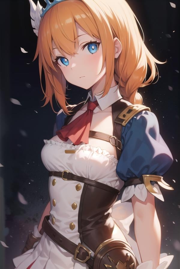 pecorine, <lora:pecorine-lora-nochekaiser:1>,pecorine, blue eyes, hair ornament, long hair, orange hair, tiara, braid, hair braid,BREAK arm belt, armor, ascot, blue socks, boots, dress, gloves, hair ornament, open clothes, open dress, pauldrons, pleated skirt, puffy short sleeves, puffy sleeves, red ascot, red skirt, short sleeves, shoulder armor, single pauldron, skirt, socks, white dress, white footwear, white gloves,BREAK looking at viewer, full body,BREAK outdoors,BREAK <lyco:GoodHands-beta2:1>, (masterpiece:1.2), best quality, high resolution, unity 8k wallpaper, (illustration:0.8), (beautiful detailed eyes:1.6), extremely detailed face, perfect lighting, extremely detailed CG, (perfect hands, perfect anatomy),