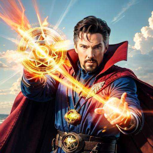 masterpiece, best quality, stephen_strange,necklace,jewelry,cape,magic circle,male focus,flying,focus on upper body <lora:Dr_strange-10:0.6>