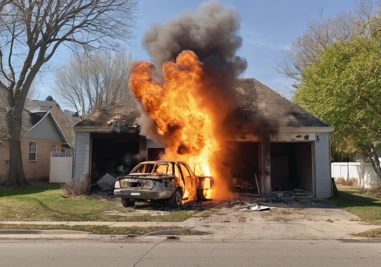 <lora:Explosion Artstyle - Trigger is Explosion Artstyle:1>old garage behind a suburban home. Photograph.s, explosion artstyle