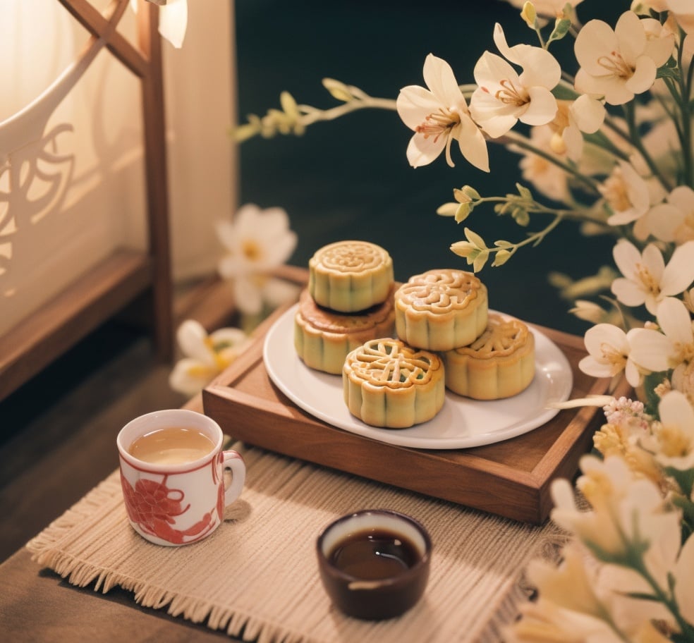 Plum Blossom Art,yuebing,<lora:yuebing:0.8>,A standard Mooncake display, meticulously compressed to perfection, sits in the center of the frame,challenging the viewer's expectationsThe background is a neutral white, ensuring all attention remains on the subject. Medium: Digital Photography. Style: Hyper-realistic, high contrast, and detailed. Lighting: Soft overhead lighting. Colors: Natural with a focus on the warm tones of the hot dog. Composition: Canon EOS 5D Mark IV DSLR camera, EF 50mm f/1.8 STM lens, Resolution 30.4 megapixels, ISO sensitivity: 100, Shutter speed 1/125 second