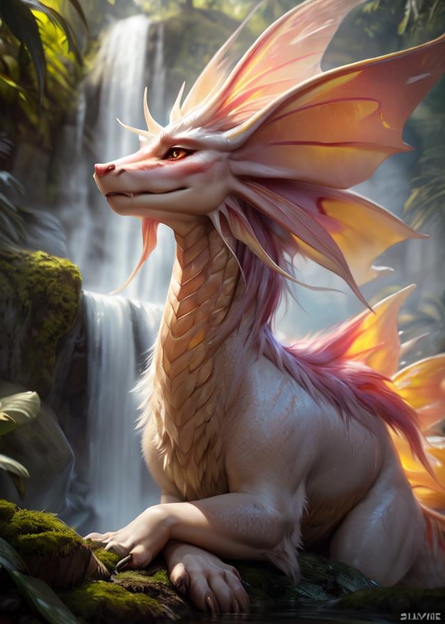 uploaded on e621, (by Darkgem, by Null-Ghost, by Silverfox5213, by Chunie, by Pino Daeni),solo (quadruped feral:1.35) (((mizutsune))),((detailed fluffy fur)), ((half-length portrait, three-quarter view)),BREAK,((jungle, palace ruins, water, waterfall, fog, mist, morning)), (moss, tree, plant)(detailed background, depth of field, half body shadow, sunlight, ambient light on the body),(masterpiece, best quality, ultra realistic, 4k, 2k, (high detail:1.3), film photography,(3d \(artwork\):1.2), blender \(software\), (sharp focus:1.1), ray tracing, (unreal engine:1.3),RAW photo, photorealistic, analog style, subsurface scattering, photorealism, absurd res)