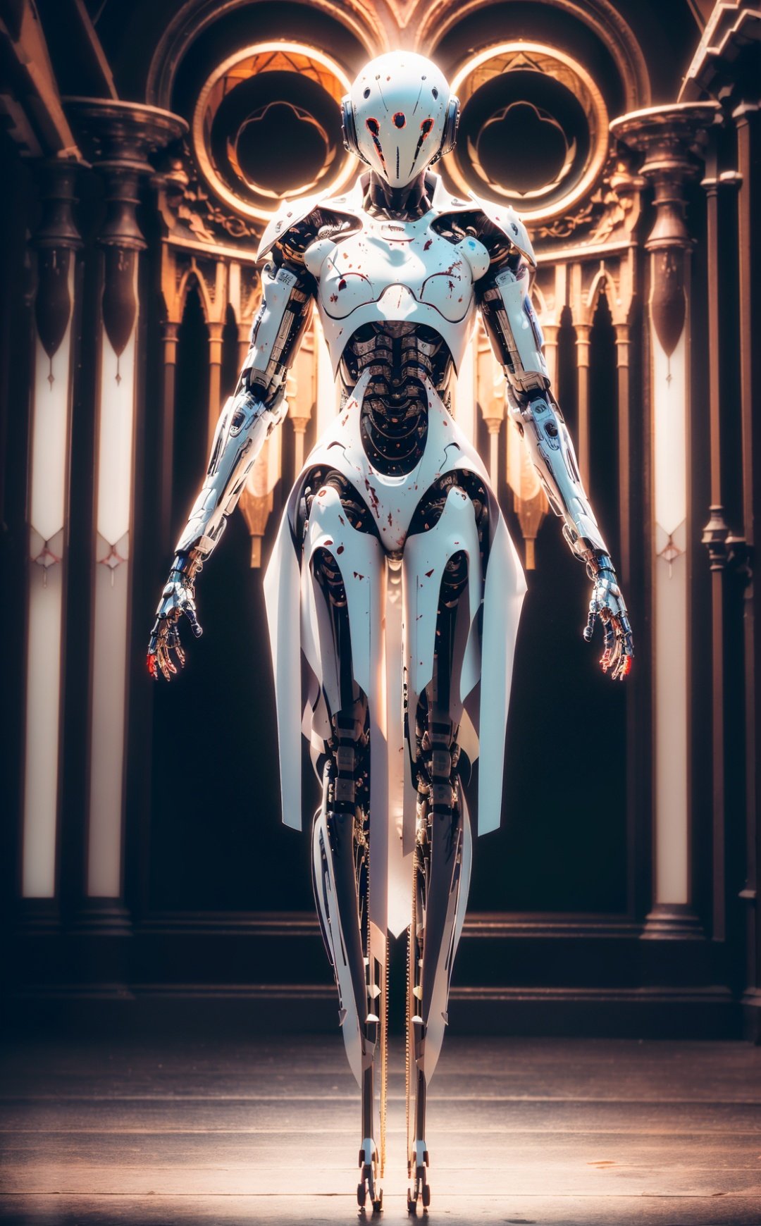 (8k, RAW photo, best quality, masterpiece:1.2),(realistic, photo-realistic:1.4), baimecha_Diablo ,solo,full body,  science fiction, helmet, humanoid robot, glowing, sacred geometry,(stained glass:1.3), Mandala Art, muscle fibers, blood vessels, nervous system, viscous gooey blood dripping, wireframe, fractal, demonic, alien, translucent skin, infrared photography, storm, otherworldly hues,surreal landscapes, unseen light,  ethereal glow, vibrant colors,  (ghostly effect:1.3),   <lora:现代修仙传_1.0:0.4>