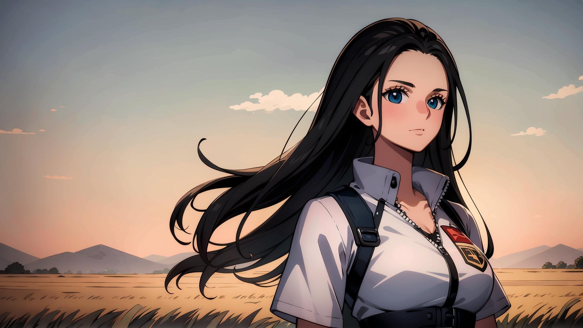 <lora:robin:1> best quality, masterpiece,1girl, dusk, cloudy, wheat field,upper body