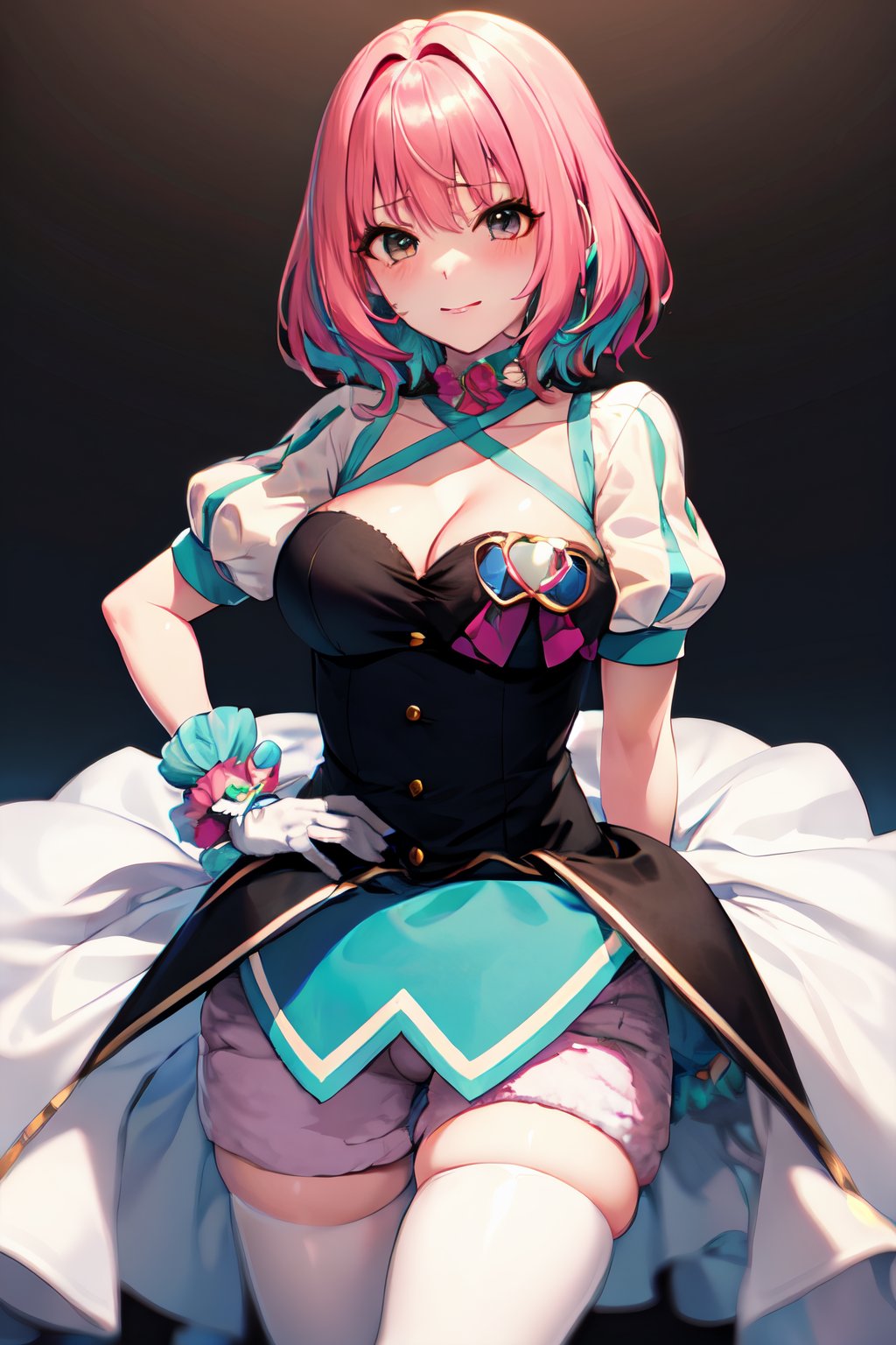 masterpiece, best quality, riamu, cowboy shot, ,dress, gloves