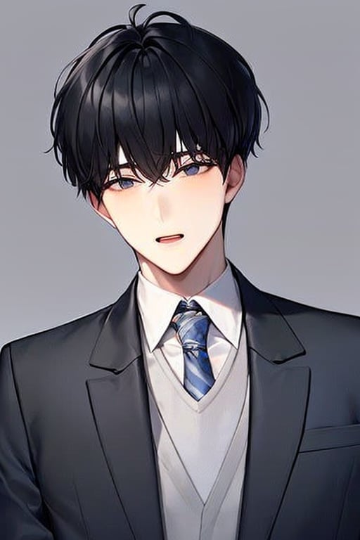 1boy,tall body,school_uniform,tie,black hair,school background