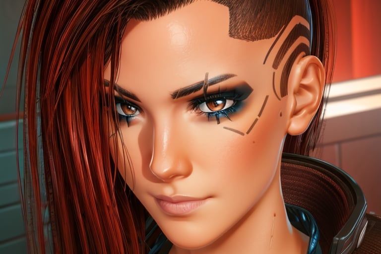 1 girl, dark red hair, brown eyes, close up, badass pose, 