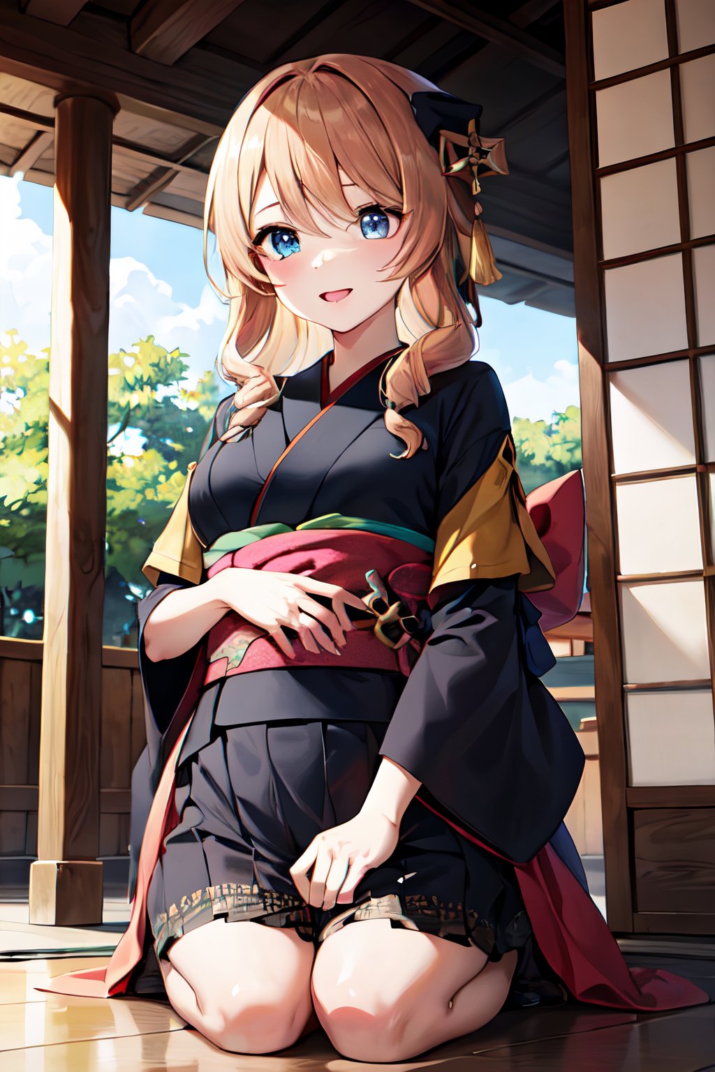 masterpiece, best quality, navia, blue eyes, kimono