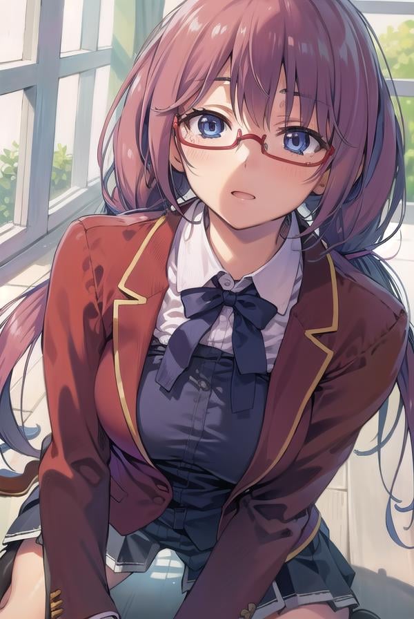 airisakura, <lora:airisakura-lora-nochekaiser:1>,airi sakura, blue eyes, glasses, long hair, pink hair, (low twintails:1.5),BREAK glasses, advanced nurturing high school uniform, blazer, red blazer, bow, bowtie, collared shirt, jacket, long sleeves, pleated skirt, school uniform, shirt, shoes, skirt, white shirt, white skirt, white socks,BREAK looking at viewer, full body,BREAK indoors, classroom,BREAK <lyco:GoodHands-beta2:1>, (masterpiece:1.2), best quality, high resolution, unity 8k wallpaper, (illustration:0.8), (beautiful detailed eyes:1.6), extremely detailed face, perfect lighting, extremely detailed CG, (perfect hands, perfect anatomy),