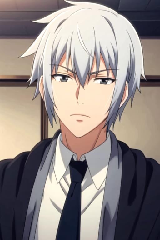 masterpiece, best quality, , 1boy, solo, male focus, looking at viewer, upper body, , anime coloring, , <lora:xi_duanmu:0.72>, xi_duanmu, white hair, grey eyes