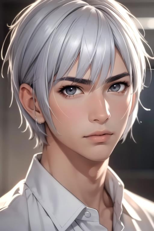 masterpiece, best quality, sketch, 1boy, solo, male focus, looking at viewer, , depth of field, , realistic, <lora:xi_duanmu:0.72>, xi_duanmu, white hair, grey eyes, , , High resolution