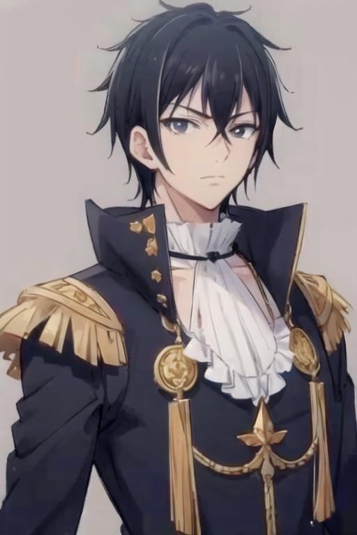 masterpiece, best quality, photorealistic, 1boy, solo, male focus, looking at viewer, upper body, , anime coloring, realistic, <lora:lv_situ:0.68>, lv_situ, black hair, black eyes, king costume, ancient rome, HD-DVD