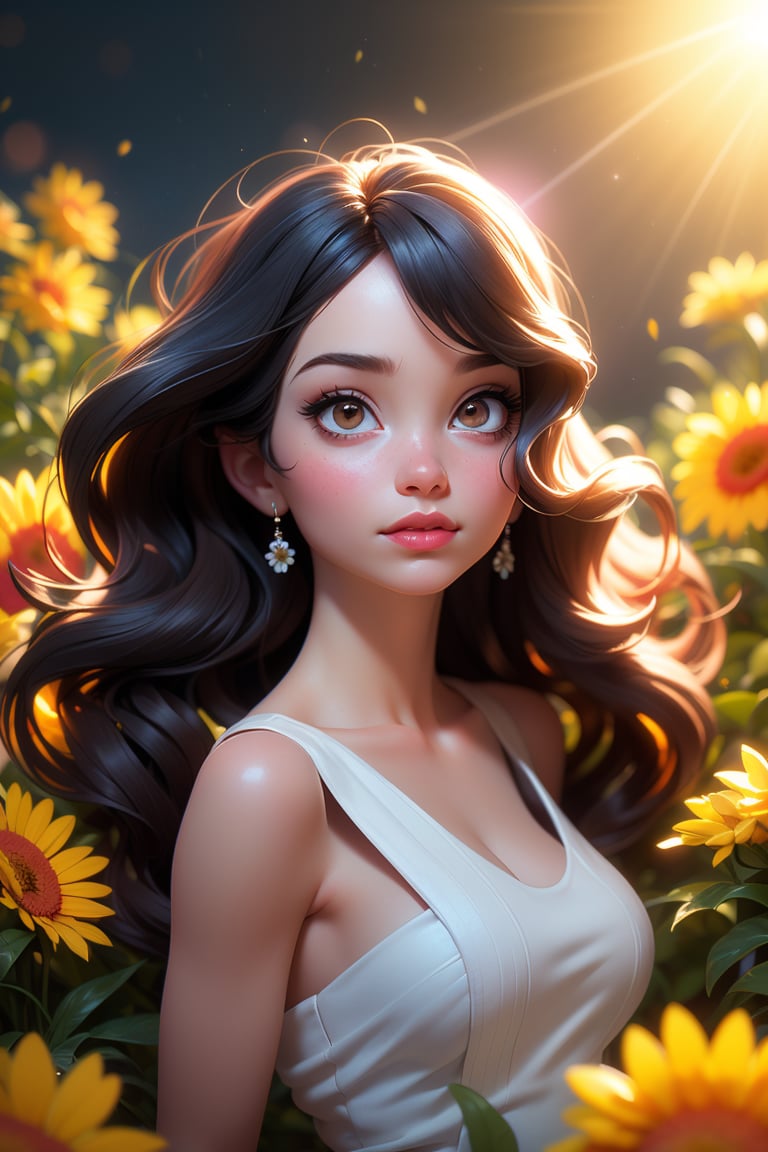 (best quality, ultra-detailed, realistic), smoky dark African skin, blac skin, portraits, vivid colors, studio lighting, bokeh, oil painting, (long wavy hair flowing in the wind), (mysterious atmosphere), (graceful and elegant pose), (colorful flowers in the background), (gentle sunlight illuminating the scene), (subtle reflection on the girl's skin)