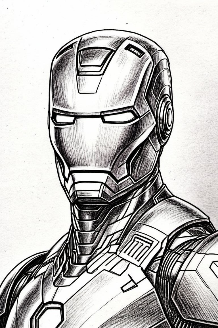 a pencil drawing of iron man from marvel comic 