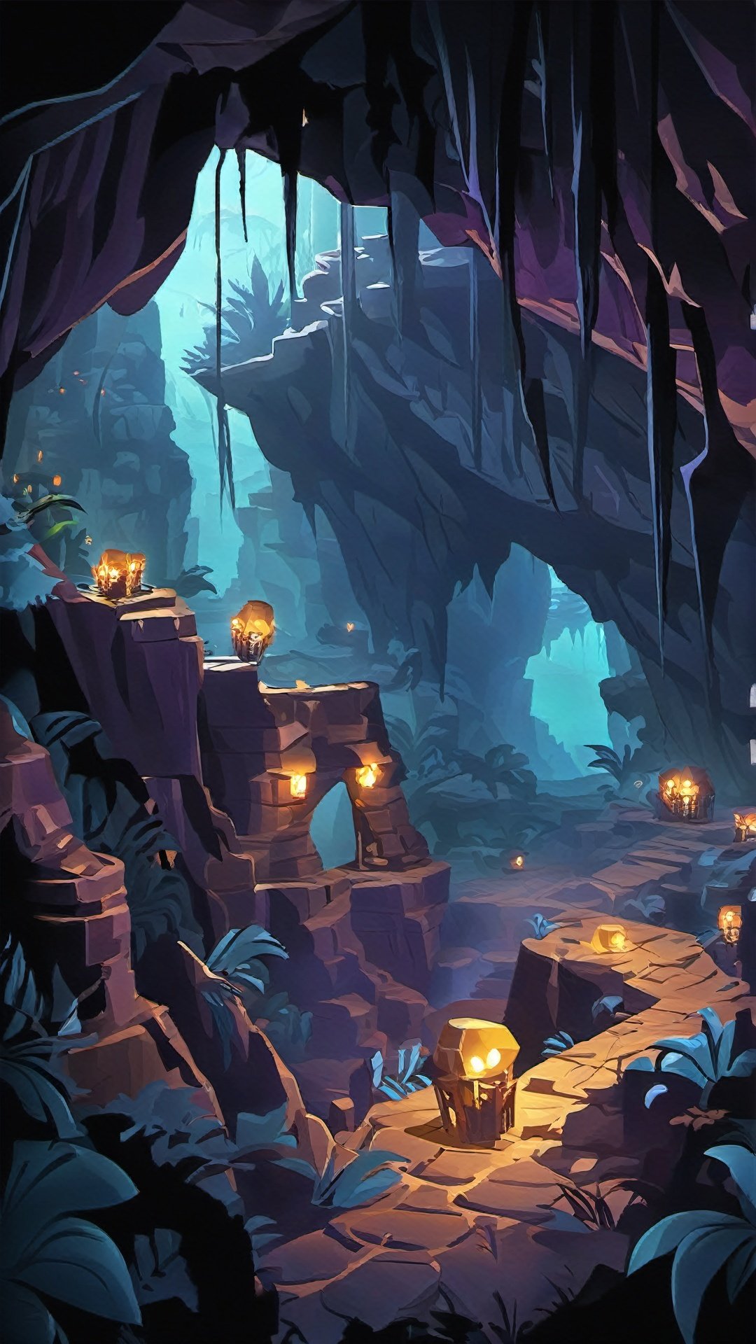 (Fantasy Q Style :1.5) Mysterious Cave: A group of Q explorers are exploring a mysterious cave full of treasure and traps