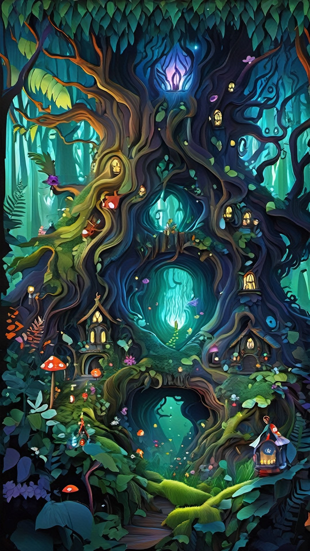 (Fantasy Q Style :1.5) Enchanted Forest: A mysterious enchanted forest where Q characters explore the woods and encounter fantasy creatures and fairies