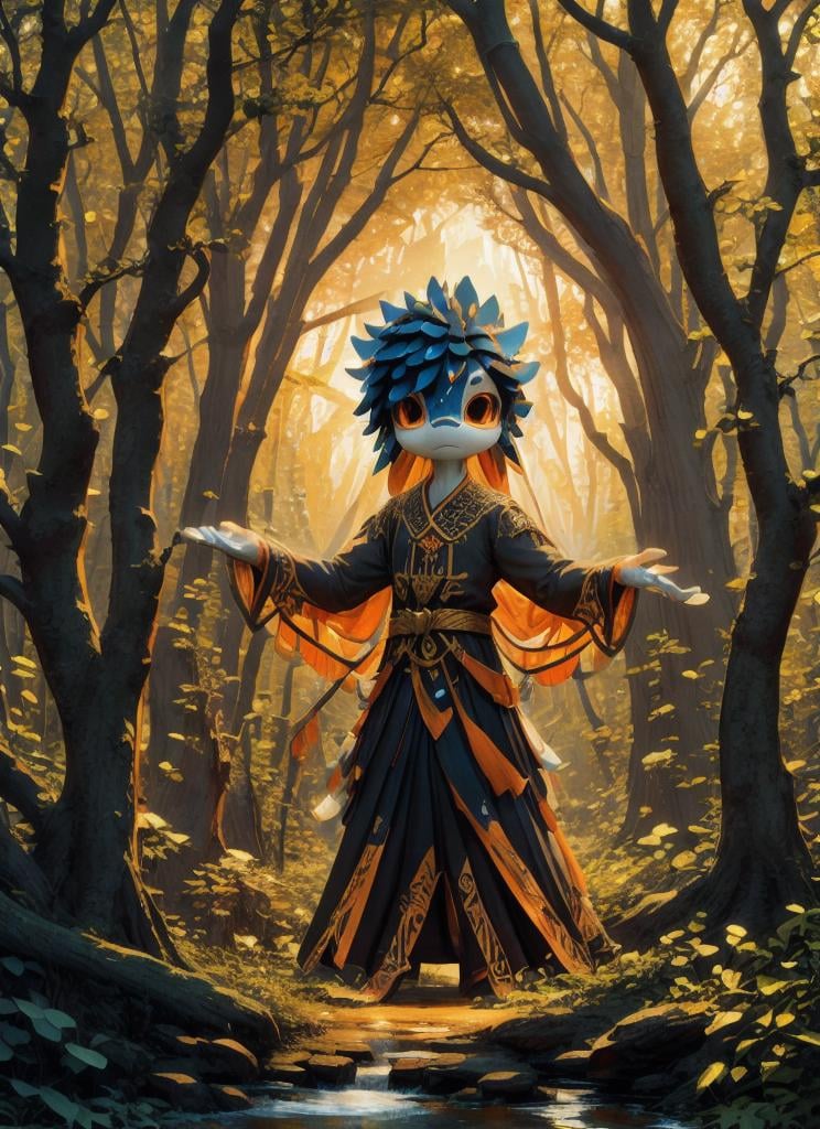 bicolor, avali holding branchs and jewelry, good colors, good composition, complex scene, orange eyes, black dress, indian, hindi, night forest <lora:vrcfurry_v2.1:0.8>  <lora:gachaSplashLORA_gachaSplash31:1>  