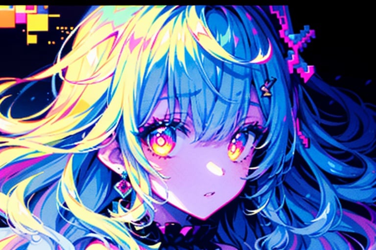 nintendo xsp party girl, in the style of shige's visual aesthetic style, luminous palette, kawacy, mosaic-like, clowncore, cute and colorful, musical academia,pixel art,像素