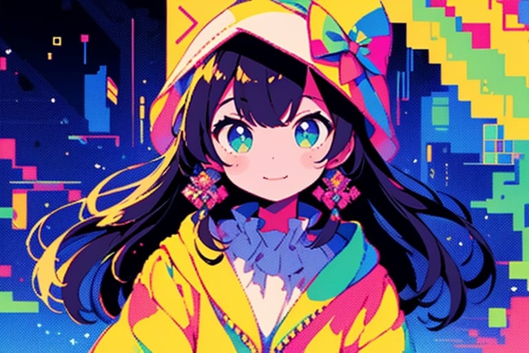 nintendo xsp party girl, in the style of shige's visual aesthetic style, luminous palette, kawacy, mosaic-like, clowncore, cute and colorful, musical academia,pixel art