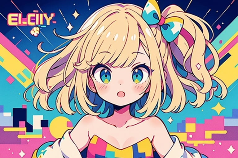 nintendo xsp party girl, in the style of shige's visual aesthetic style, luminous palette, kawacy, mosaic-like, clowncore, cute and colorful, musical academia,pixel art