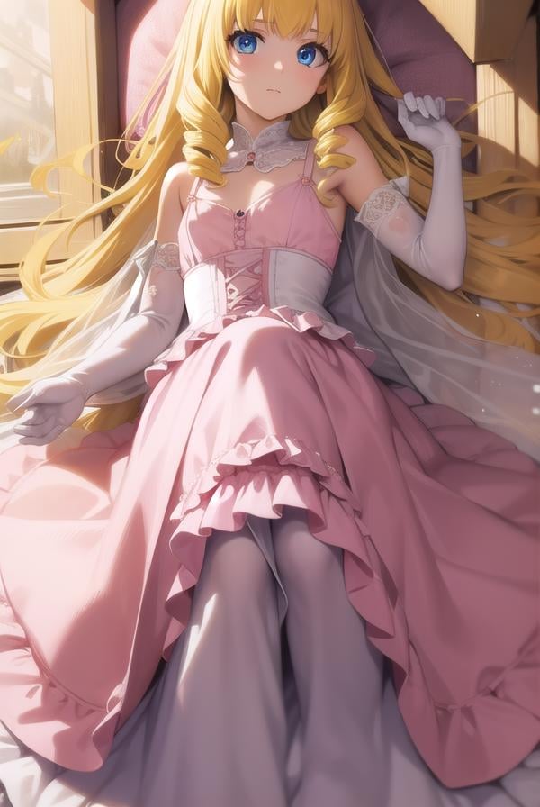 latifafleuranza, <lora:latifafleuranza-lora-nochekaiser:1>,latifa fleuranza, (yellow hair:1.5), blue eyes, long hair, (flat chest:1.2),BREAK diadem, tiara, elbow gloves, gloves, white gloves, dress, frilled dress, long skirt, frilled skirt, corset, (pink dress:1.5),BREAK looking at viewer, full body,BREAK indoors,BREAK <lyco:GoodHands-beta2:1>, (masterpiece:1.2), best quality, high resolution, unity 8k wallpaper, (illustration:0.8), (beautiful detailed eyes:1.6), extremely detailed face, perfect lighting, extremely detailed CG, (perfect hands, perfect anatomy),