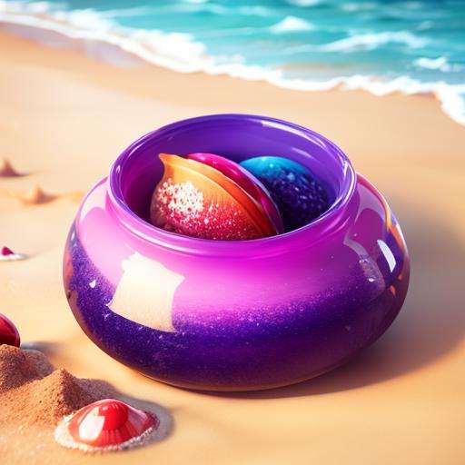 masterpiece,best quality,on the beach,fantastic coloured glaze,shell,