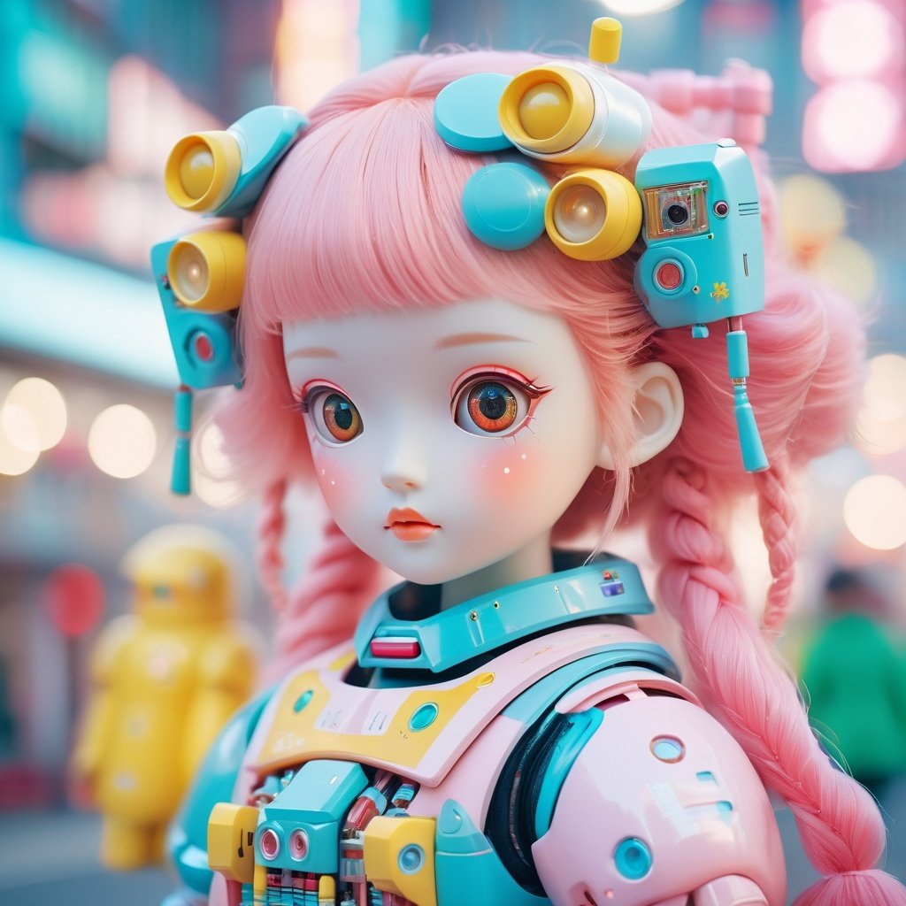 cinematic photo pretty colorful robot girl doll,by Hsiao-Ron Cheng . 35mm photograph,film,bokeh,professional,4k,highly detailed,<lora:Better Detail:2>,
