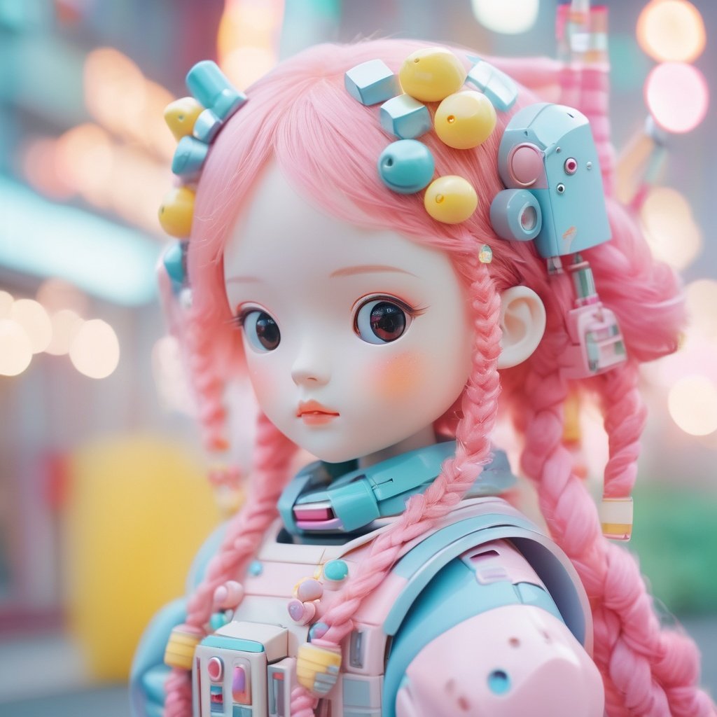 cinematic photo pretty colorful robot girl doll,by Hsiao-Ron Cheng . 35mm photograph,film,bokeh,professional,4k,highly detailed