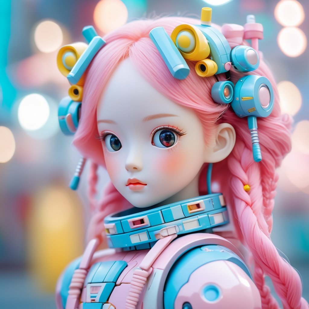 cinematic photo pretty colorful robot girl doll,by Hsiao-Ron Cheng . 35mm photograph,film,bokeh,professional,4k,highly detailed,,