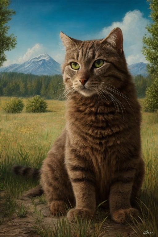 (Original photo:1.2),(Realism:1.4),(Masterpiece:1.3),(Best quality:1.4),Ultra high resolution,HDR,8k resolution,Fantastic,(Extremely detailed illustrations),View comments,Comment requests,Landscape,No text,Solo,<lora:cool cat:0.4>,cool cat,solo,full_shot,