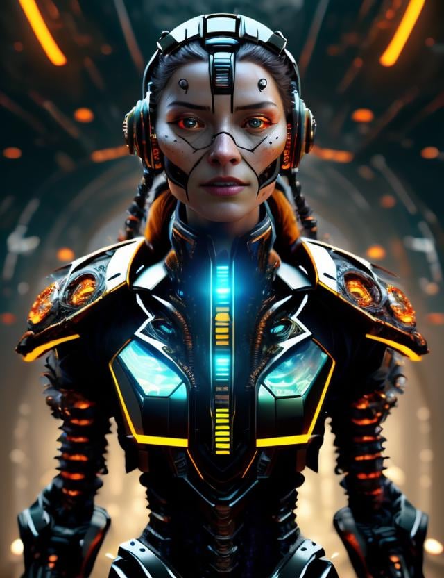 ((best quality)), ((masterpiece)), ((realistic,digital art)), (hyper detailed),DonMCyb3rN3cr0XL  synth female witch , octane rendering, raytracing, volumetric lighting, Backlit,Rim Lighting, 8K, HDR,   <lora:CyberNecroTechSD1.5-000006:1.0> 