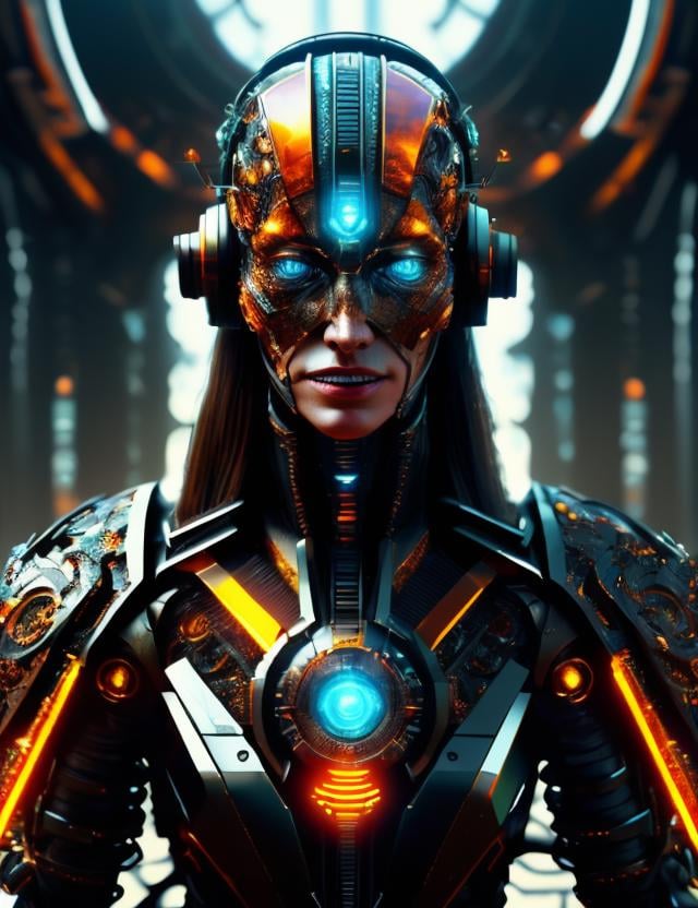 ((best quality)), ((masterpiece)), ((realistic,digital art)), (hyper detailed),DonMCyb3rN3cr0XL  synth female witch , octane rendering, raytracing, volumetric lighting, Backlit,Rim Lighting, 8K, HDR,   <lora:CyberNecroTechSD1.5-000006:1.0> 