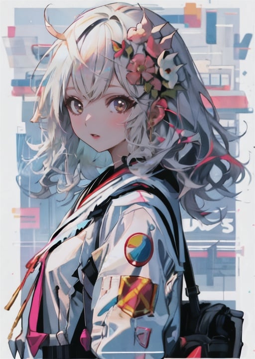 girl 1girl, upper body,  <lora:Harajukugirl:0.8> ,harajukugirl, white hair,spacecraft