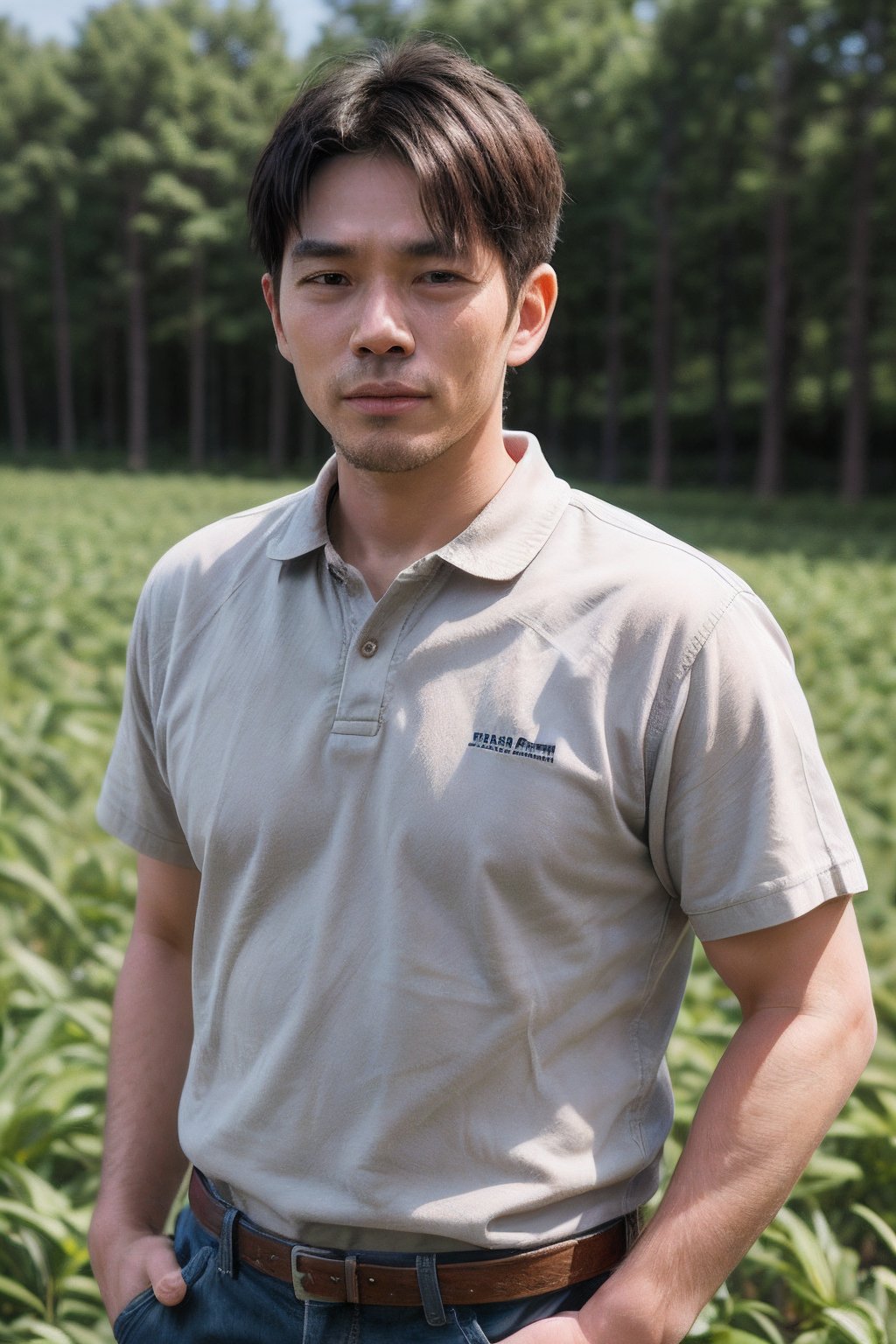 Realistic, Handsome Men Farmer ,(Asian European Mixed:1.3)