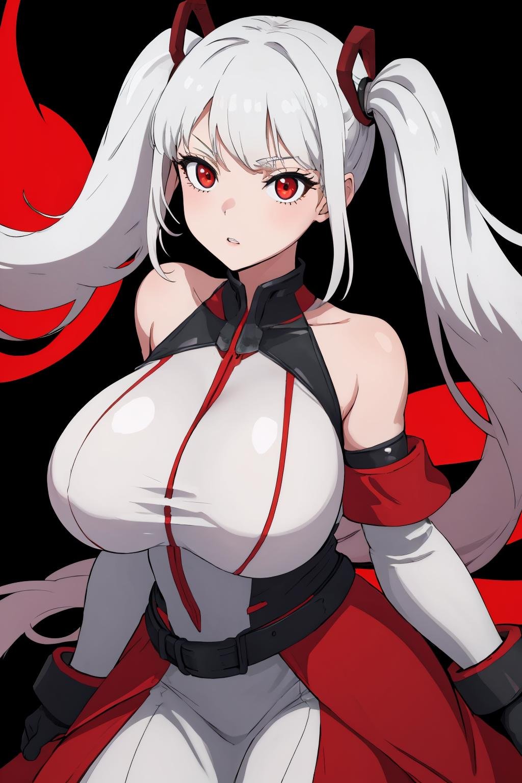 masterpiece, best quality, 1girl, solo, <lora:ayre-acvi-richy-v1:1> ayre, twintails, red eyes, black background, huge breasts