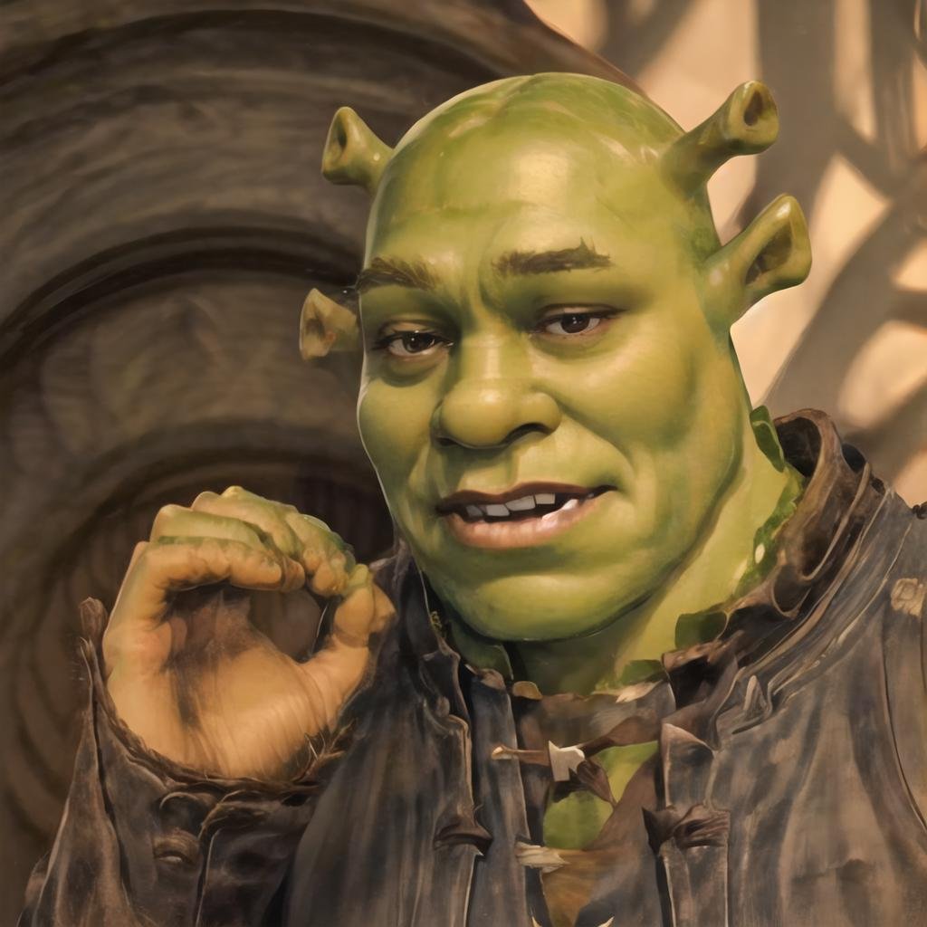 Highly detailed, High Quality, Masterpiece, beautiful, 1boy, solo, <lora:OneDoesNotSimply:1>, shrex, green skin, ogre, shrek, <lora:Char_Sigmas_Shrek:0.9>