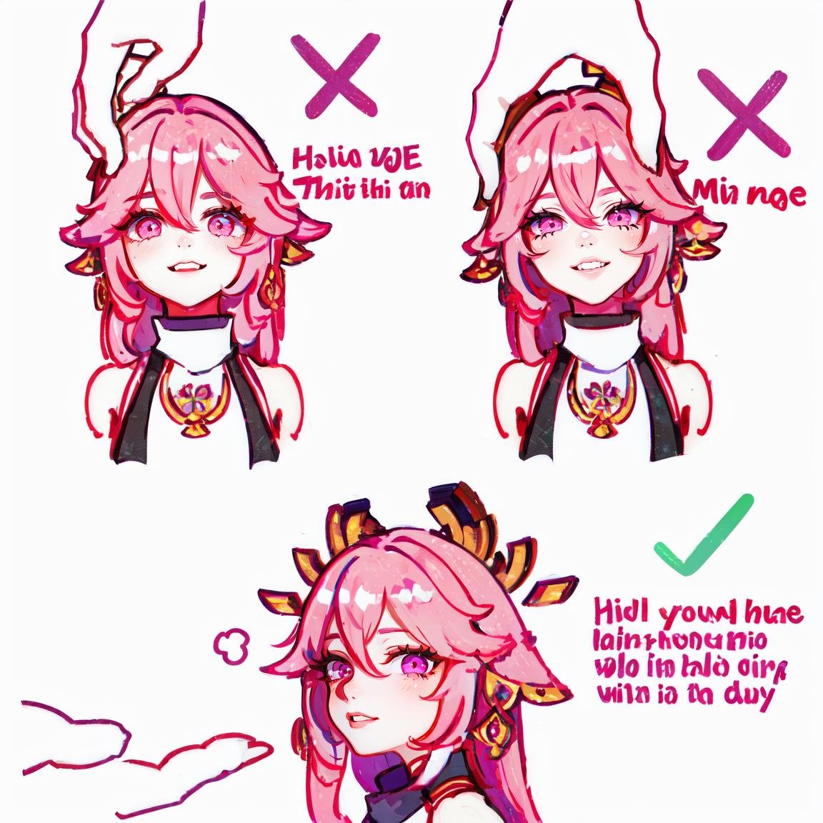 Highly detailed, High Quality, Masterpiece, beautiful, HowToHoldMeme, <lora:HowToHoldMeme:1>, yae miko, pink eyes, long hair, pink hair, animal ears, <lora:Char_GenshinImpact_YaeMiko:1>, (detailed face and eyes:1.1)