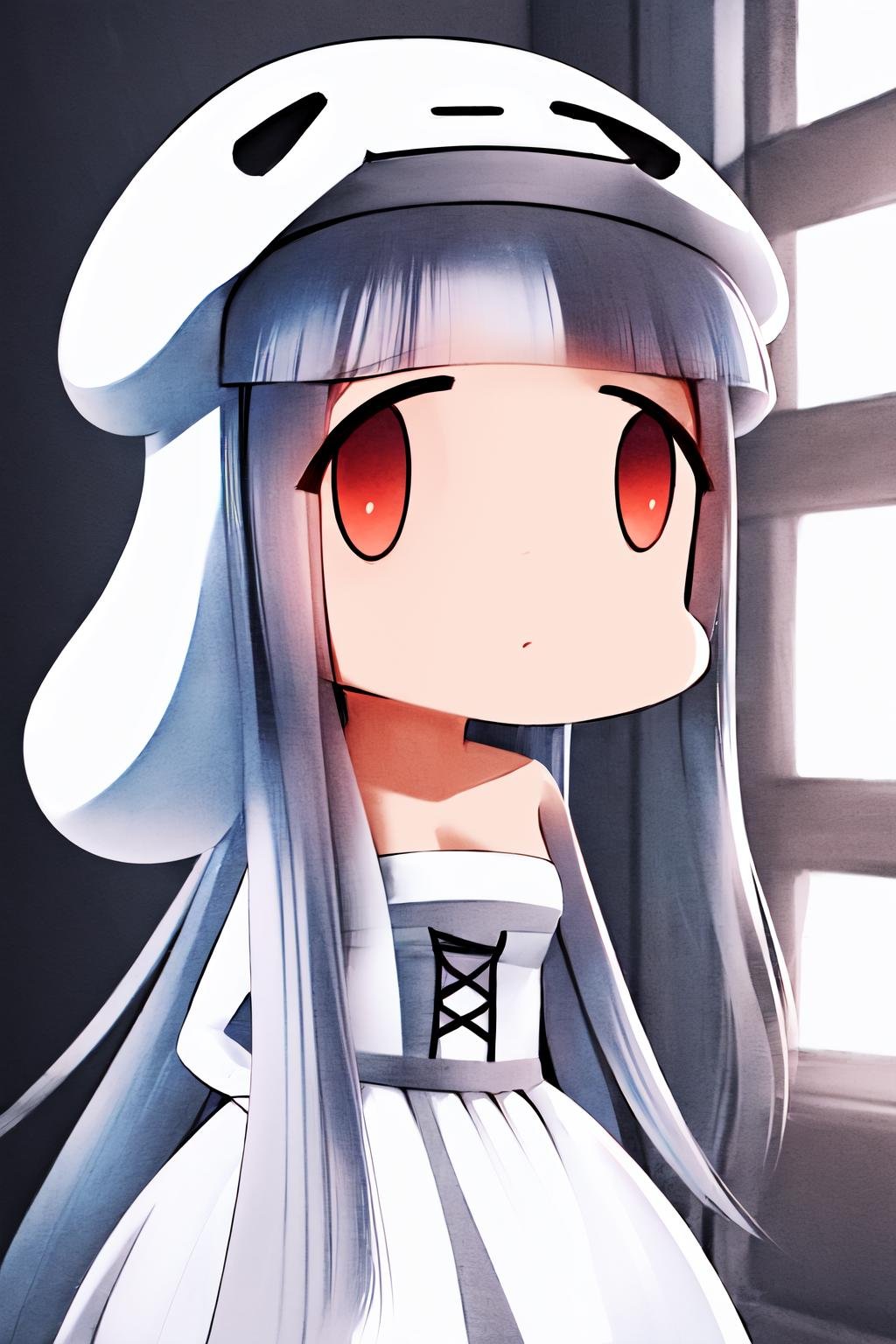 Highly detailed, High Quality, Masterpiece, beautiful, Ghast-chan, dress, white dress, <lora:Ghast:1>, solo, 1girl, fx_meme, <lora:Pos_FXMeme:0.8>