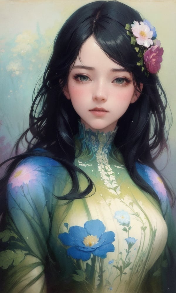 (,1girl, pov,best quality, ),anime,(masterpiece, top quality, best quality, official art, beautiful and aesthetic:1.2), (1girl), upper body,extreme detailed,(fractal art:1.3),colorful, flowers ,highest detailed,(by Jeremy Lipking) (((())))