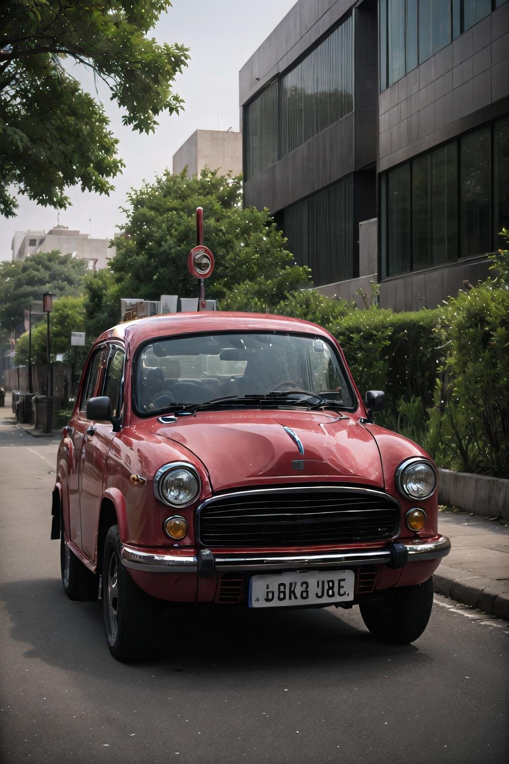 (highly detailed:1.3), solo,<lora:hindustan_ambassador-10:1>, wrenchs_hindustanambassador, (red vehicle:1.1), Ultra-detail, (highres:1.1), best quality, (masterpiece:1.3), cinematic lighting, 