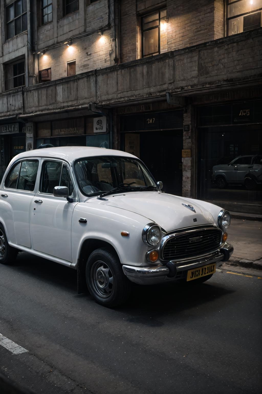 (highly detailed:1.3), <lora:hindustan_ambassador-10:0.7>, wrenchs_hindustanambassador, (white vehicle:1.1), Ultra-detail, (highres:1.1), best quality, (masterpiece:1.3), cinematic lighting, <lora:add_detail:0.5>, <lora:epi_noiseoffset2:1>, 