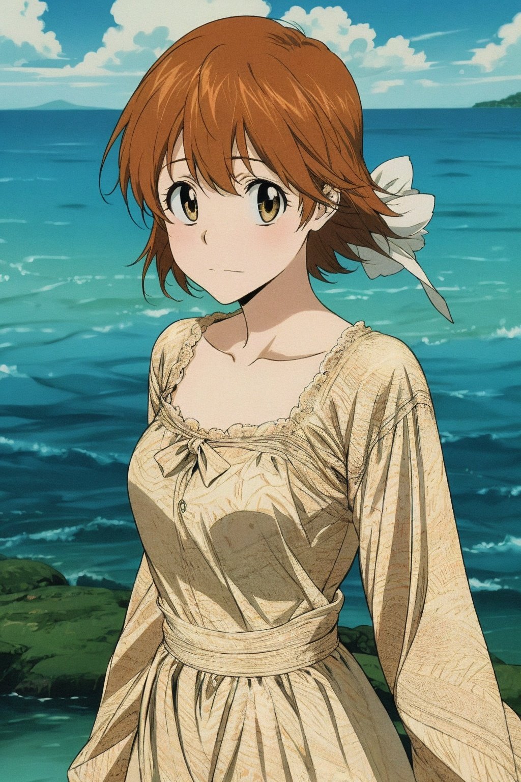 absurdres,incredibly absurdres,reality,realistic,1girl,solo,full_shot,<lora:Sasagawa Kyoko:0.7>,Sasagawa Kyoko,in summer,over the sea,wedding_dress,