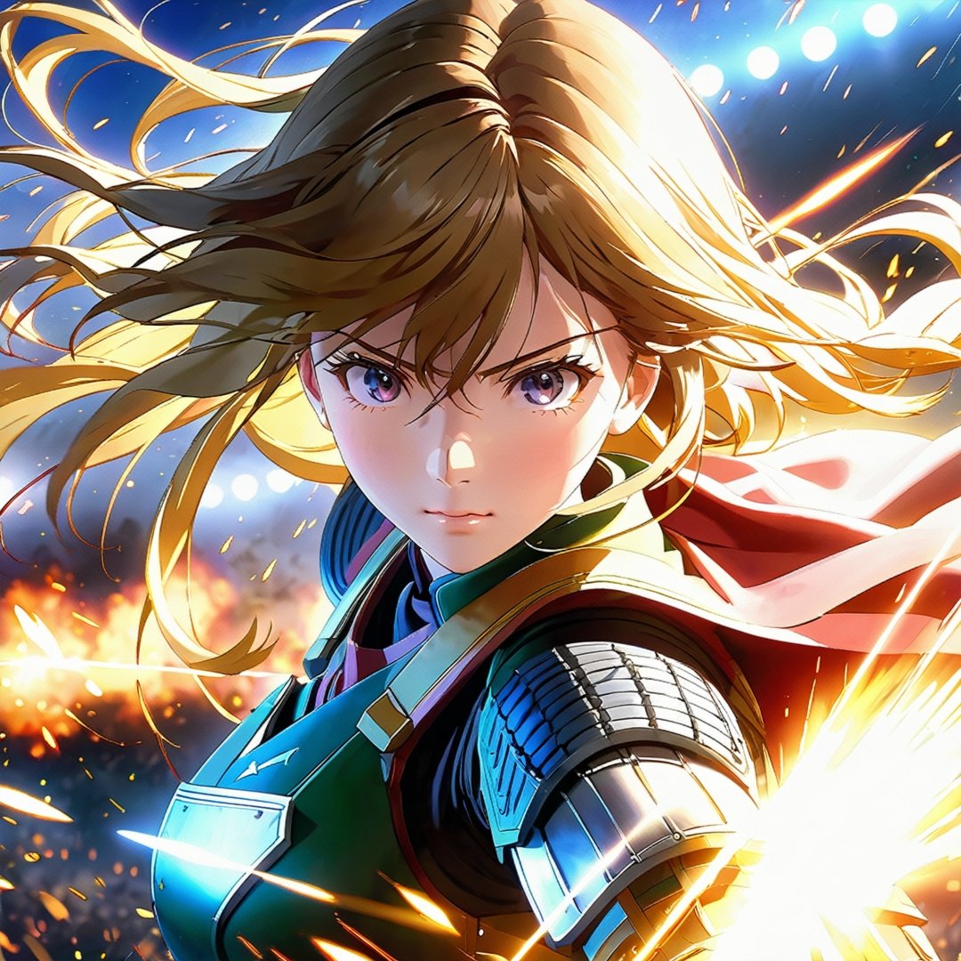 masterpiece,bright ,high quality,masterpiece, best quality, ,close up,cg,anime,1girl,battlefield,fighting,best light