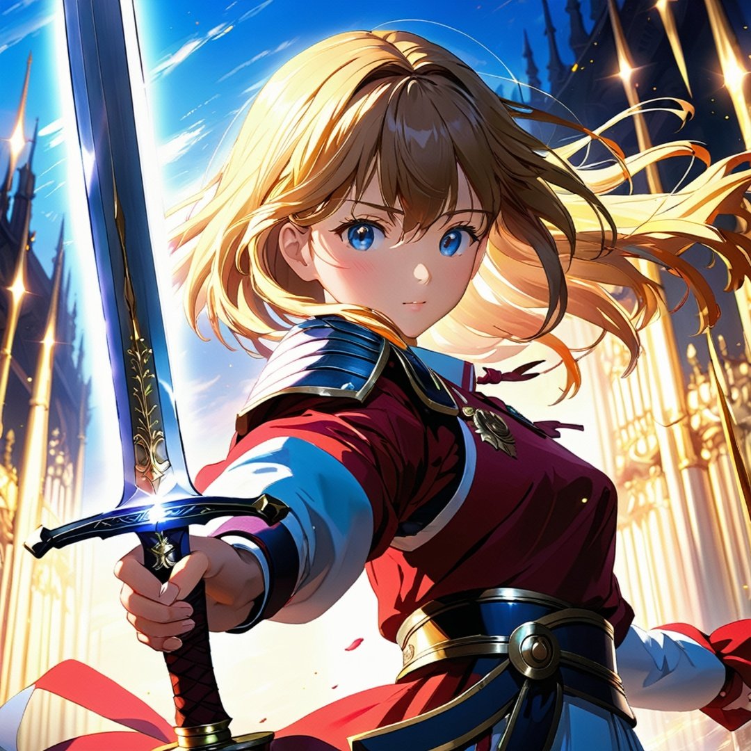 masterpiece,bright ,high quality,masterpiece, best quality, ,close up,cg,anime,1girl,holding a sword in hand 