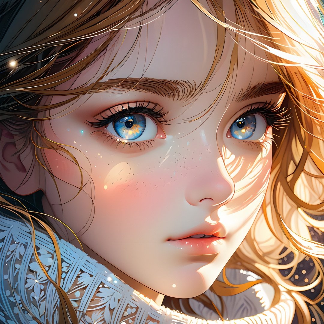 masterpiece, ultra-detailed, llustration, detailed light,an extremely delicate and beautiful,(beautiful detailed eyes), (rim light),1girl,Cold and warm color contrast