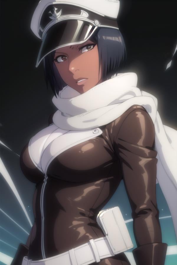 jackietristan, <lora:jackietristan-lora-nochekaiser:1>,jackie tristan, short hair, black hair, dark skin, dark-skinned female, (brown eyes:1.5),BREAK thighhighs, gloves, boots, goggles, goggles on head, hat, scarf, white scarf,BREAK looking at viewer, full body,BREAK outdoors,BREAK <lyco:GoodHands-beta2:1>, (masterpiece:1.2), best quality, high resolution, unity 8k wallpaper, (illustration:0.8), (beautiful detailed eyes:1.6), extremely detailed face, perfect lighting, extremely detailed CG, (perfect hands, perfect anatomy),