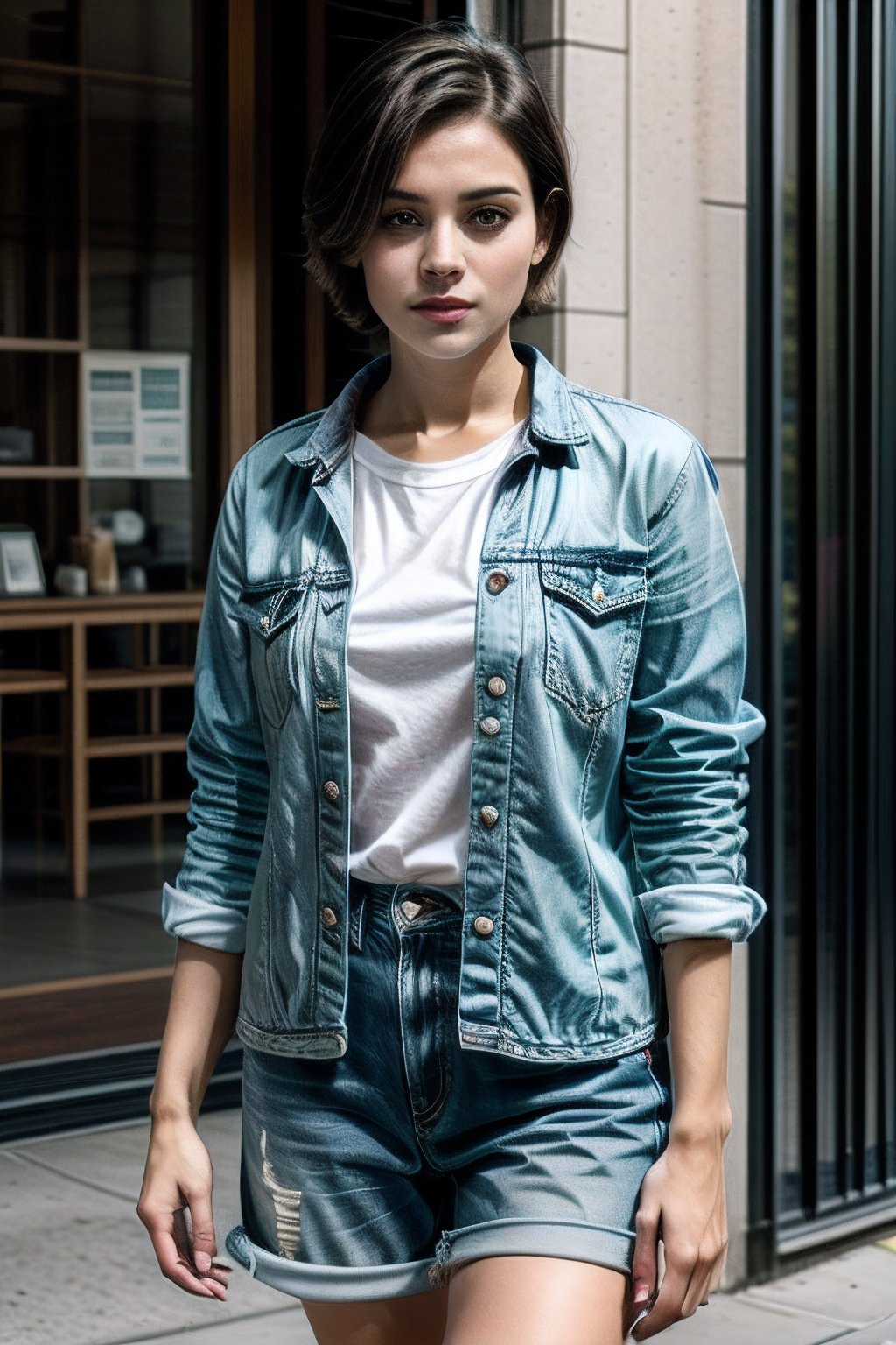 Realistic, (Handsome Young Tomboy:1.4),  Modern outfit